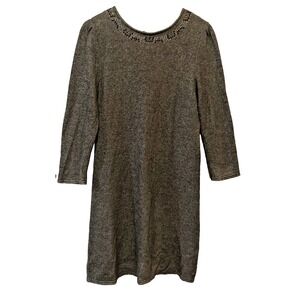 Victoria's Secret Women's M Gray Long Sleeve Sweater Dress Jeweled Minimalist